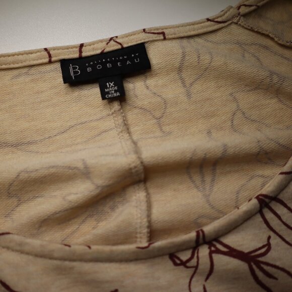 Bobeau Knee-Length Dress with Ruffle Sleeve, 1X - Picture 4 of 6